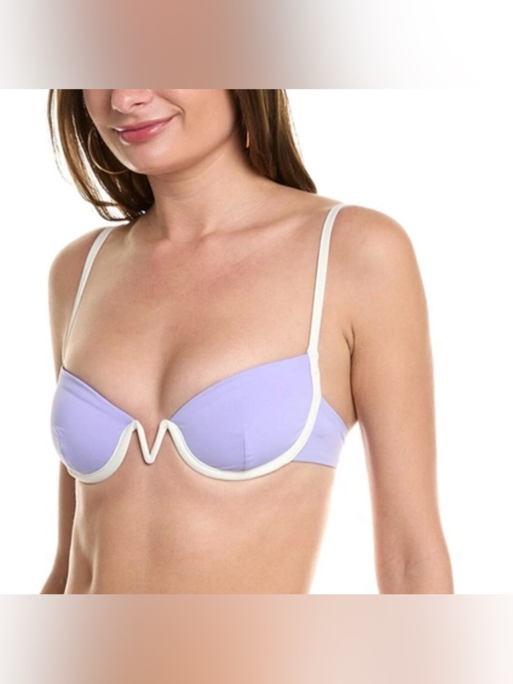 l*space Nico Bikini Swim Top In Purple Underwire Bra with Cream Trim